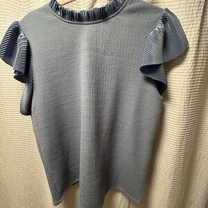 THML Blue Ruffle Sleeve Blouse